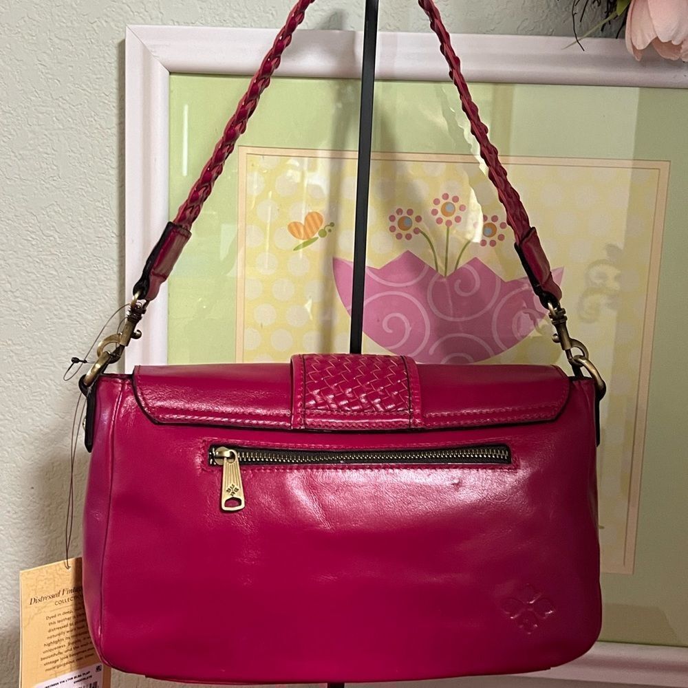NWT Patricia Nash Fuchsia Elba Flap Convertible Crossbody Distressed Leather